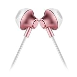 In-Ear Headphones Earbuds Earphones, Anlyso Wired Apple Style Noise Cancelling Earbuds Powerful Stereo Bass Earphones Remote Control Eerpods Headset with Microphone (Rose Gold)