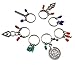 Hyamass 14pcs Antique Silver Coin Colorful Beads Charms Pendant Rings Set Hair Clip Headband Hair Accessories