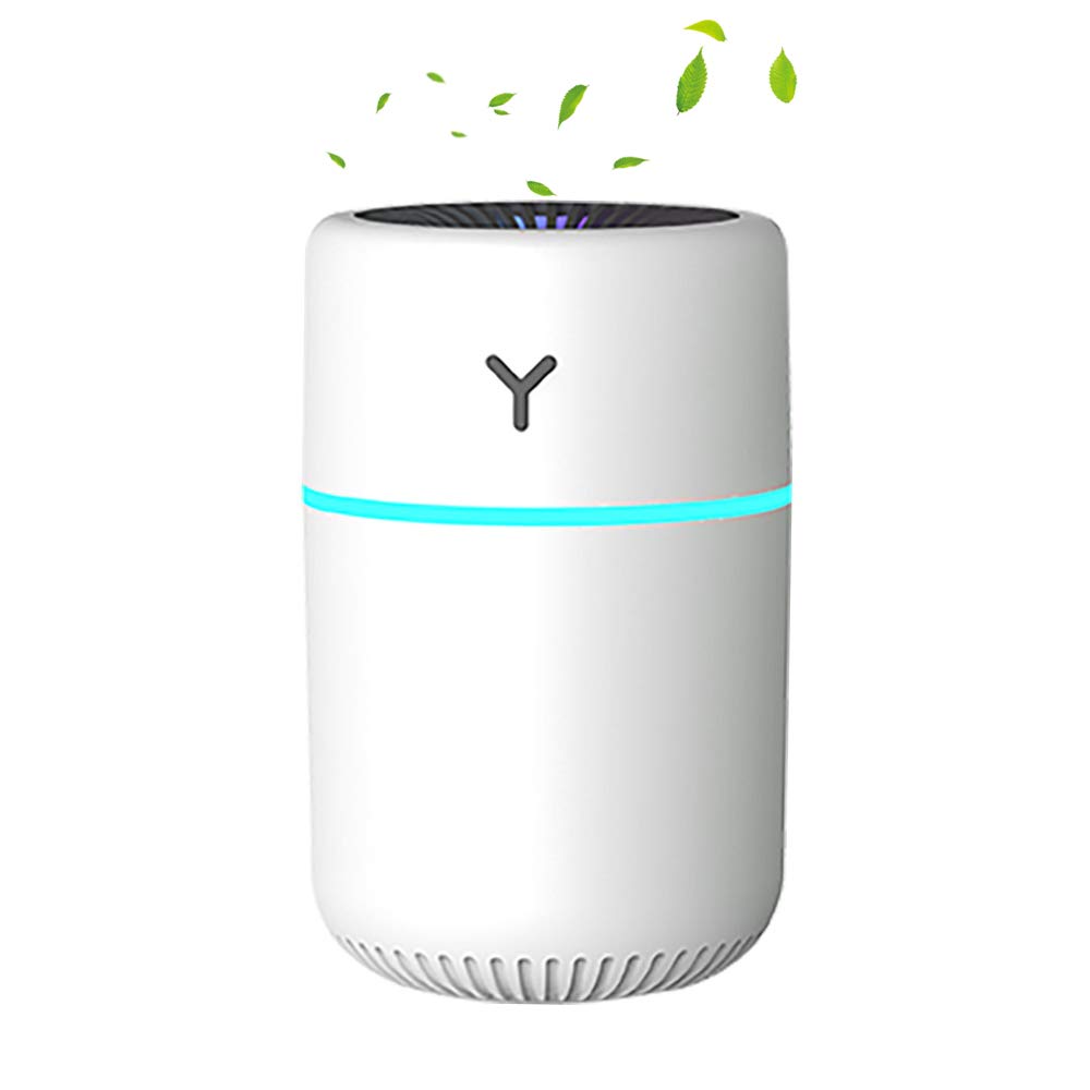 Humidifiers for Bedroom BISSOTU Portable USB Personal Air Cool Mist Humidifiers 30dB Quiet Operation Auto Shut Off with Colorful Night Light,For Home,Baby Rooms,kids,Office,Desk,CE Certified（White）
