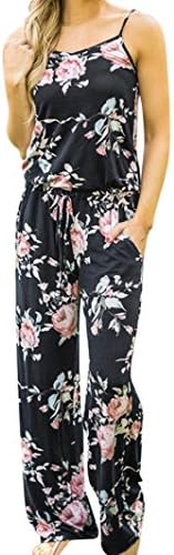 Jamicy Women Ladies Summer Boho Floral Sleeveless Holiday Casual Long Pants Playsuits Jumpsuit