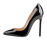 EKS Women's Sitrible High Thin Heel Patent Leather Pointed Toe Pumps