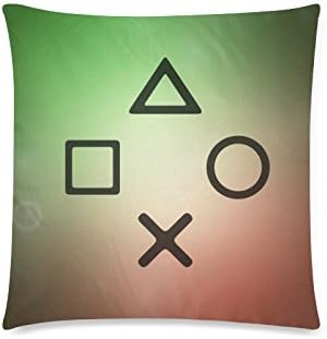 Playstation Square Throw Pillowcase Protector 18"x18" Twin Sides Zippered Decorative