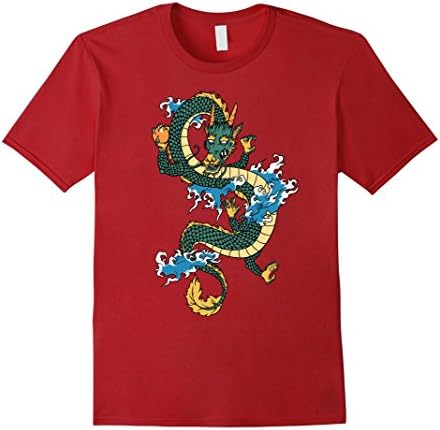 Men's Dragon Japan China Art Tatoo Gift style Tshirt 2XL Cranberry