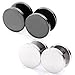 Joybeauti 12mm Stainless Steel Tapers Cheater Faux Fake Ear Plugs Gauges Stud Earrings Pack of 2 Pairs (Black & Steel)