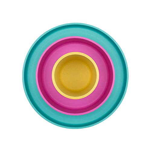 BOBO&BOO Plant-Based Dinnerware Set for Children, 3 Pieces - Eco-Friendly Kids Dishes, Microwave and Dishwasher Safe - Biodegradable Cups, Plates, and Bowls - Plant-Based Dishware - TROPICAL - Thumbnail 2