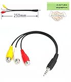 CGTime Black 3.5mm Plug Male to 3 RCA Female Adaptor Audio Video Cable(25CM) (F/M)