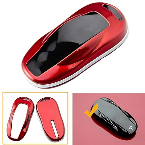 Xotic Tech Glossy Red Key FOB Hard Cover Shell Case for Tesla Model S 2012-2018