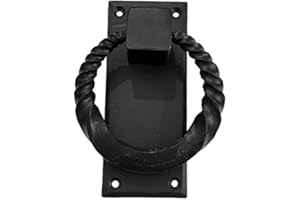 Adonai Hardware Baalath Antique Heavy Duty Forged Front Entry Sturdy Ring Door Knockers (1 Pack, Matte Black) for Vintage Wooden Barn Shed Doors, Gates, Fences, Furniture, Castle and Farmhouse