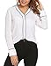 Soteer Women's Casual V Neck Loose Fit Roll Up Long Sleeve Chiffon T-Shirt Blouse Tops