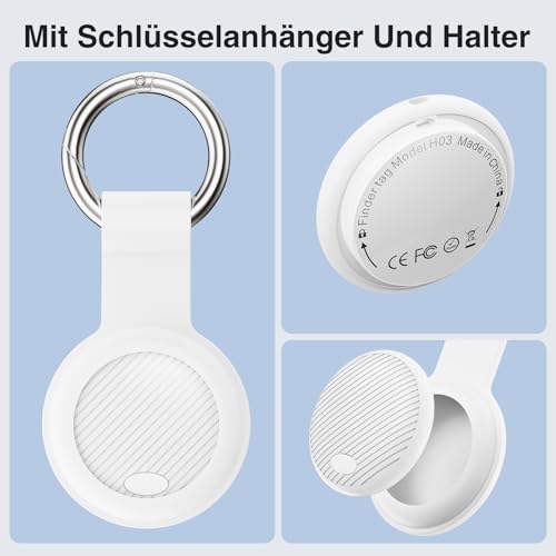 GPS Tracker Tag Pack of 2 – Smart Tag Compatible with Apple Where is? (iOS Only) with Protective Case, Waterproof Item Finder, Bluetooth Key Finder for Wallet, Luggage, Replaceable Battery