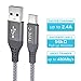 KUXIYAN Short USB Type C Cable,(1ft 2-Pack) USB-C Charger Nylon Braided Fast Charging Cord Compatible with iPhone 15 Pro Max/15 Pro/15 Plus Samsung Galaxy S9 S8 Plus Note 9 8(Grey)
