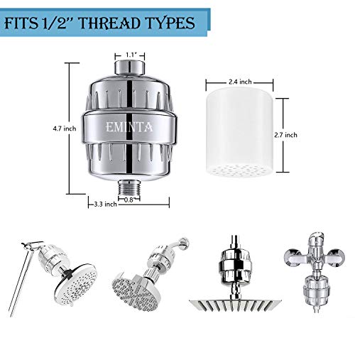 15 Stages Shower Filter, Shower Head Water Filter - NEW FORMULA Vitamin C and Coconut Shell Carbon for Remove Chlorine, Improve Skin Hair and Nails - Prefect for All Showerheads