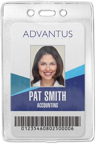 Security ID Badge Holder, Vertical, 2 5/8w x 3 7/8h, Clear, 50/Box, Sold as 50 Each