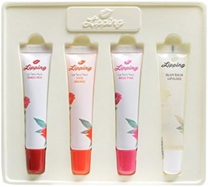 Lipping Lip Tatoo Tint Pack (15g X 4 pcs) - Tango Red, Vivid Orange, Rose Pink, Glam Balm Lip-gross