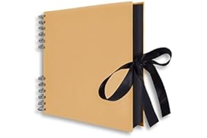 FUNSPONSOR Scrapbook, 10x7" Photo Album 20 Black Pages, Great for Craft Paper, Wedding Guest Book, Mothers' Day DIY Photo