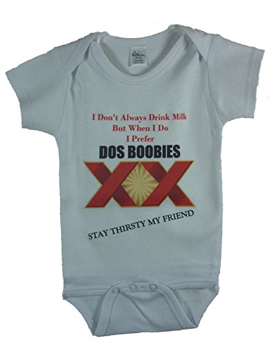 Dos Boobies Funny Baby Romper (6 – 12 Months, White)
