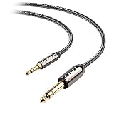 3.5 to 6.35 Cable, J&D Gold-Plated [Copper&nbsp;Shell]&nbsp;[Heavy&nbsp;Duty] 3.5mm 1/8" Male TRS to 6.35mm 1/4" Male TRS Stereo Audio Cable with Zinc Alloy Housing and Nylon Braid for iPhone, Amplifiers - 1.5 Feet