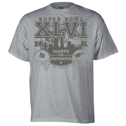 Reebok New England Patriots vs. New York Giants Super Bowl XLVI Tones of Grey Dueling T-Shirt