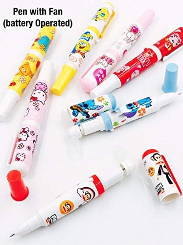 era innovative gifting mini electronic fan with pen for kids ideal for return gift option plastic material random colors pack of 1- Multi color
