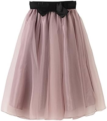 Ciysty Elastic High Waist Tulle Mesh Skirt, Summer Vintage Skirts Women Long Skirt (Pink)