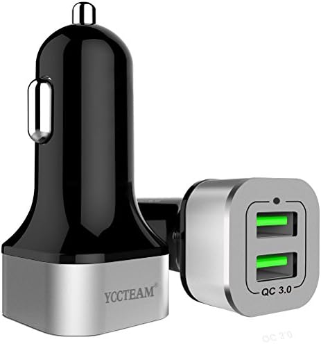 Quick Charge 3.0,YCCTEAM 36W 2 Ports Fast Rapid USB Car Charger (Quick Charge 2.0 Compatible) for Iphone,Ipad, Samsung Galaxy Note 7, S7, S7 Edge, LG G4, Nexus 6 and More(Slivery)