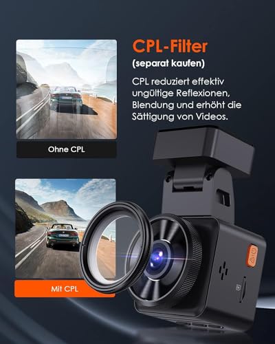 VANTRUE E1 Lite 1080P Mini WiFi GPS Dash Cam, APP Control and English Voice Command, Front with HDR, 1.54 Inch IPS 30fps, Hidden Night, 160° Night, 24 Hour Parking, G-Sensor, Loop, Max 512GB