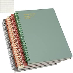 Yansanido Spiral Notebook, 4 Pcs A5 Thick Plastic