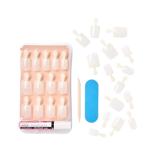 KISS Salon Acrylic Natural Press On Nails, Nail glue included, 'Rare', Nude, Short Size, Squoval Shape, Includes 28 Nails, 2g Glue, 1 Manicure Stick, 1 Mini File - Image 10