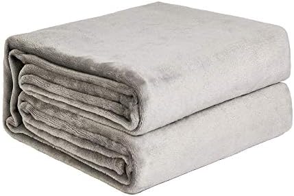 NEWSHONE Flannel Fleece Luxury Blanket - Lightweight Cozy Plush Throw Blanket Twin Size(60inX80in) Grey