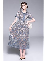 Vestido largo de encaje floral para mujer, estilo vintage