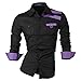 jeansian Men's Slim Long Sleeve Casual Shirt 8358 Black S