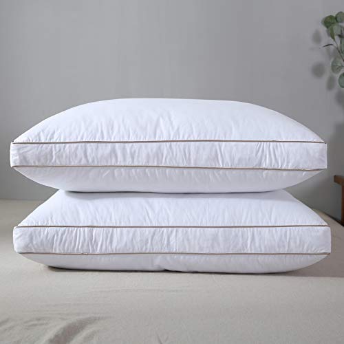 Yalamila Goose Feathers and Down Pillow for Sleeping (2Pack) Cotton
