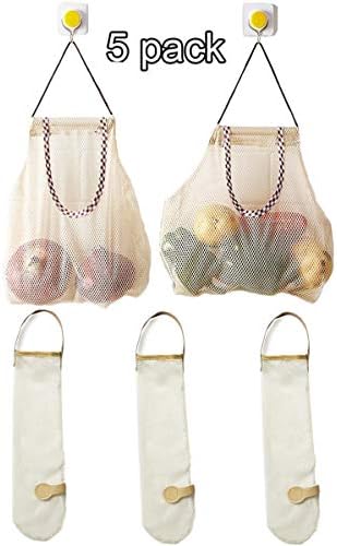 Kitchen Garlic Ginger Mesh Storage Bag Vegetable Onion Potato Storage Hanging BagHollow Breathable Mesh Bag2 Size - Pack of 5