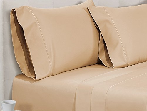 EGYPTIAN COTTON SHEETS KING,800 Thread Count Sheets King,100% Egyptian Cotton, King Size Sheets Egyptian Cotton,Deep Pocket King Sheets,Sateen Sheets King,King Sheets Egyptian Cotton,King Sheets,Wheat - Thumbnail 2