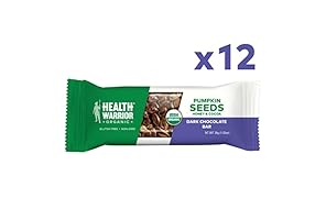 Health Warrior Pumpkin Seed Protein Bars, Dark Chocolate, 8g Plant Protein, Gluten Free, Certified Organic, 12 Count