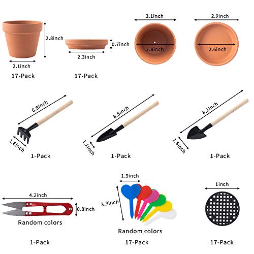 Terra Cotta Pots with Saucer- 17-Pack Clay Flower Pots with Saucers, Mini Flower Pot Planters for Indoor, Outdoor Plant, Succulent Display, Great for Plants,Crafts,Wedding Favor(3.1 inches)