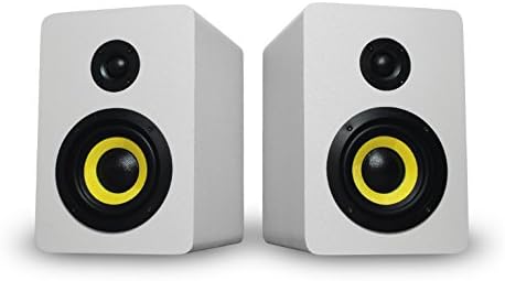 Thonet and Vander Vertrag Bluetooth 4.0 Bookshelf Speakers, Integrated Amplifier delivers 180 Watts Peak Power Compatible with Alexa for voice control, Special White Edition, Hammer Bass &amp; Drone FX