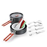 Mengzice Camping Cookware Lightweight Outdoor Backpacking Cooking Picnic Bowl Pot Pan Set
