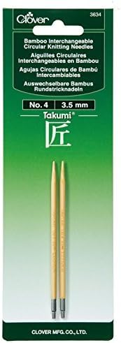Clover Needlecraft Takumi No.4 Bamboo Interchangeable Circular Knitting Needles by Clover Needlecraft