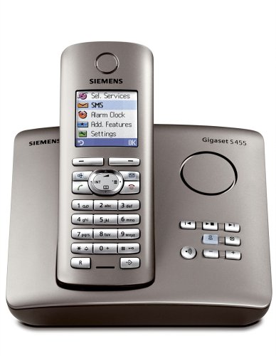 Siemens Gigaset S455, Schnurloses DECT-Komfort-Telefon mit integriertem Anrufbeantworter, platin