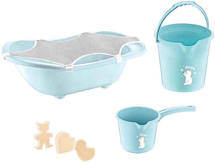 Baignoire Bebe Set De Bain Pour Bebe Et Nouveau Ne Matiere Confortable Pour Bebe Hamac De Bain Pour Bebe Seau D Eau Citerne Eponge De Bain 5 Pieces Bleu 0 12 Mois Amazon Fr Bebes