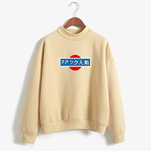 YouzhiWan007 Letter Printed Sweatshirt Women O-Neck Long Sleeve Thicken Hoodies Japanese Casual Female Pullover New Khaki M