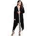 Womens Plus Size Long Sleeve Loose Waterfall Drape Open Front Long Maxi Cardigan