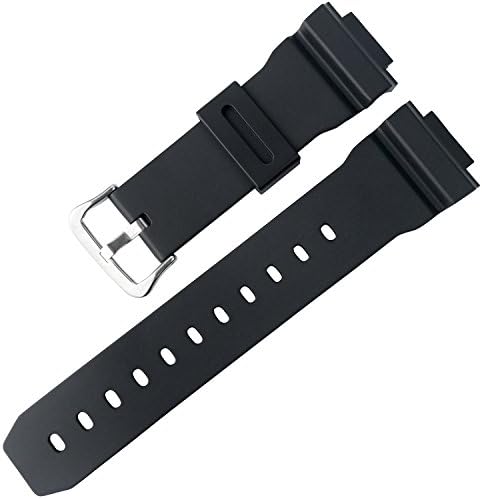 TON CHARME 16mm Casio Replacement TPU Watch Band Black White Fits forDW-5600 DW-6900 DW-9052 series (16mm Black)