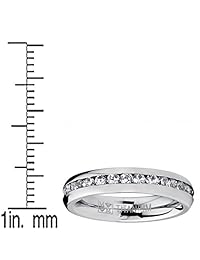 4MM High Polish Ladies Eternity Titanium Ring Wedding Band with Cubic Zirconia CZ Sizes 4 to 9