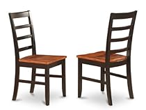 East West Furniture PFC-BLK-W Chair Set with Wood Seat, Black and cherry Finish, Set of 2