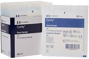 Covidien 2187 Curity Gauze Sponge, Sterile 2's in Peel-Back Package, 4" x 4", 8-ply (Pack of 50)