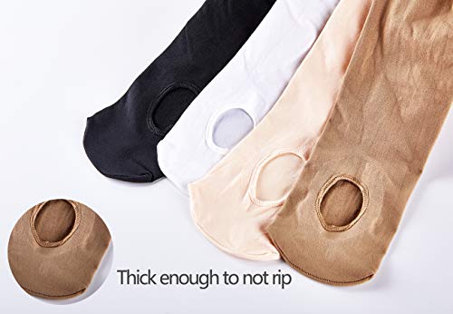 DIPUG Ballet Tights for Girls Durable Ultra Soft Transition Convertible Footless Dance Tight for Toddler (Light Suntan 2 Tights, S)