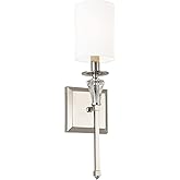Capital Lighting 641811PN-700 Laurent Traditional White Fabric Stay-Straight Shade Wall Sconce, 1-Light 60 Watt, 20" H x 5" W