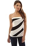 PattyBoutik Women’s Striped Tube Top (Black and Ivory M)